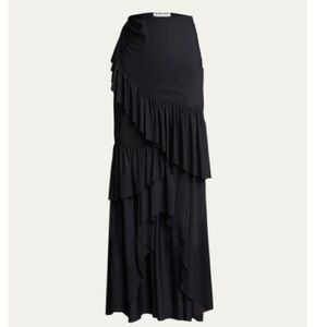 Chiara Boni Leonarda Tiered Elegant Black Ruffled Skirt
